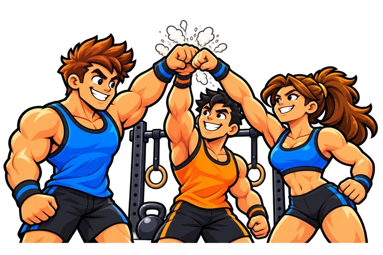 Box athletes celebrating their workout together