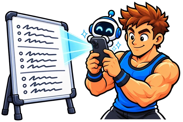 Our athlete scans the whiteboard with AI