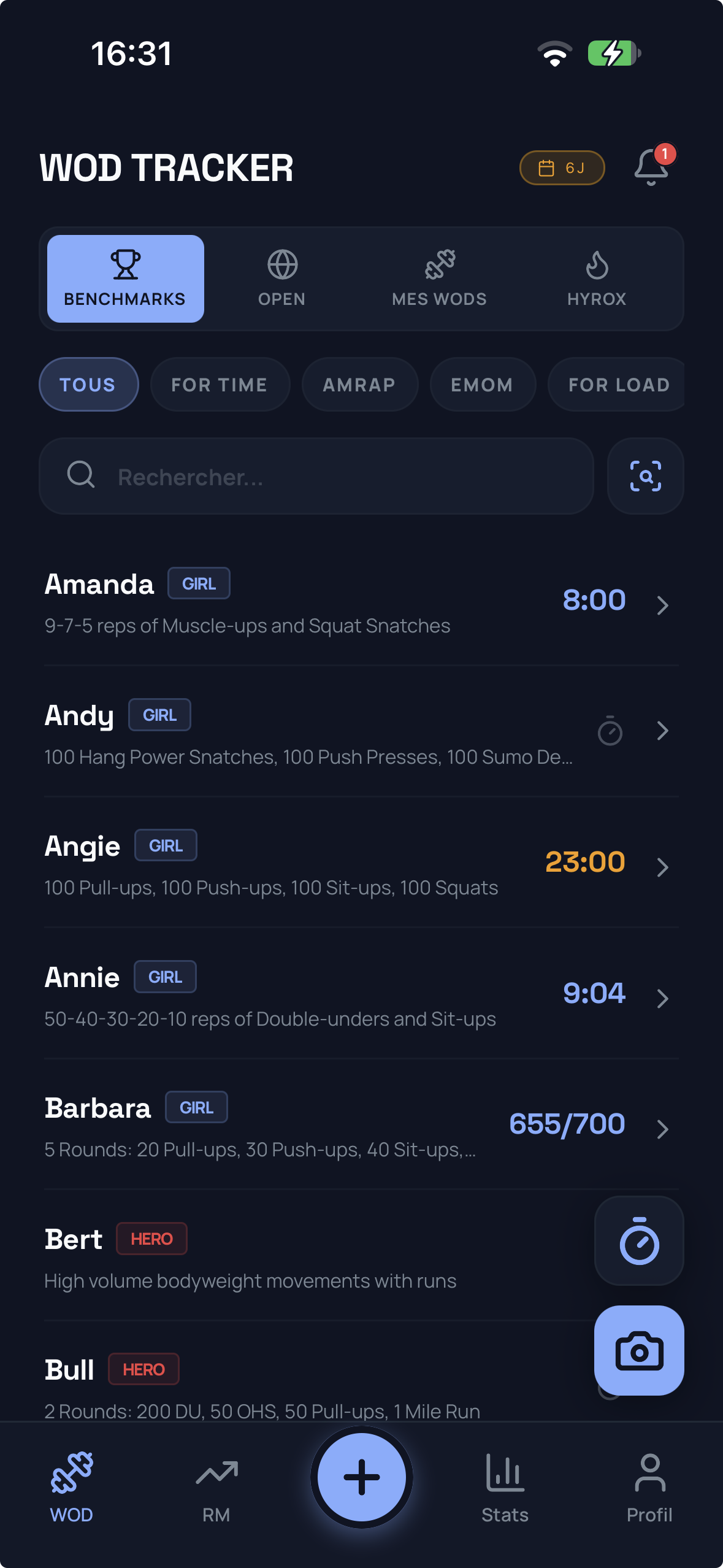 Benchmark workout library