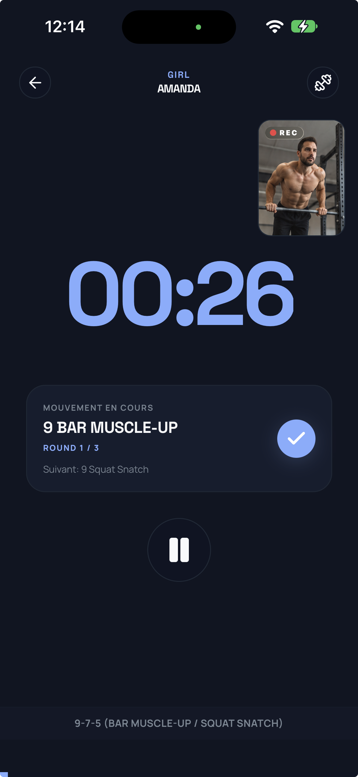 Timer d’Amanda avec enregistrement vidéo et mouvement en cours